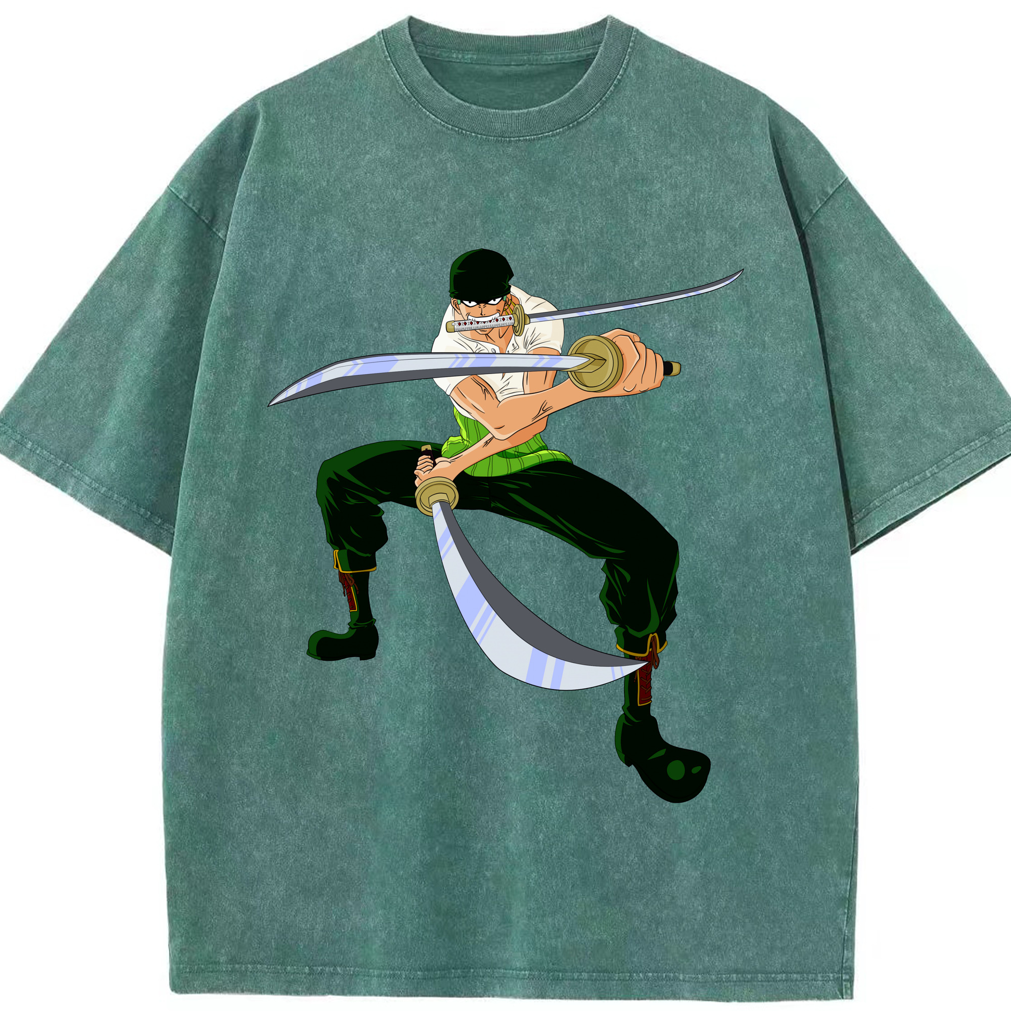 ワンピース ロロノア・ゾロ ONE PIECE Roronoa Zoro 綿100% ヴィンテージ風 半袖Tシャツ（フロントプリント）